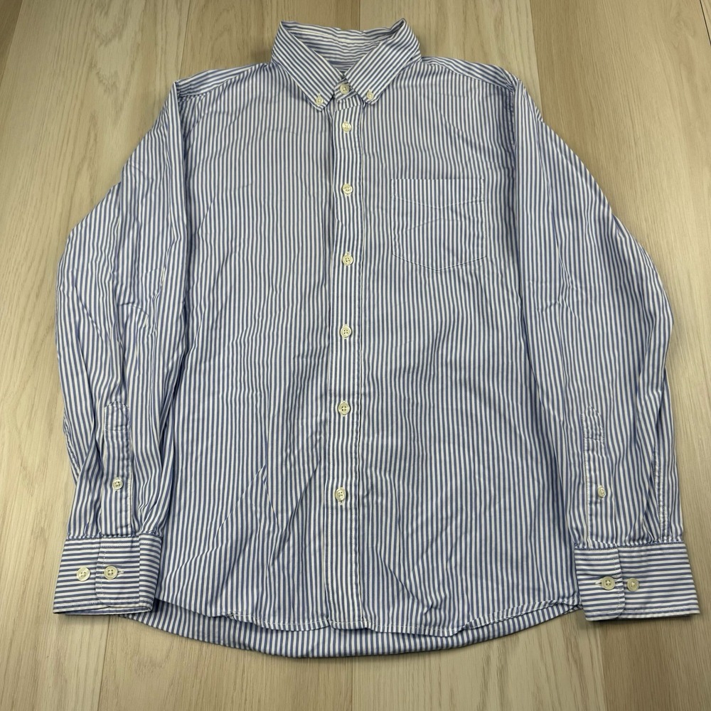 Peter Manning Blue/White Striped Button Down Cotton Dress Shirt Mens Size 4